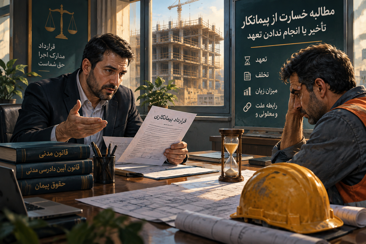 مطالبه خسارت از پیمانکار؛ تأخیر یا انجام ندادن تعهد